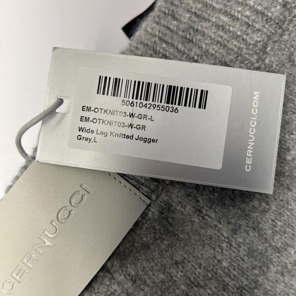 Cernucci Wide Leg Knitted Jogger Grey Sweater Type Sz L New w/Tags - Picture 4 of 8